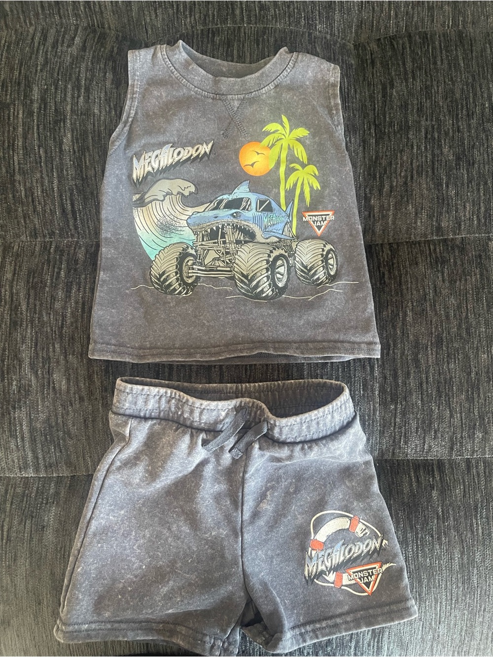 MegaloDon Monster Jam Gray Tank & Shorts Set - Boys